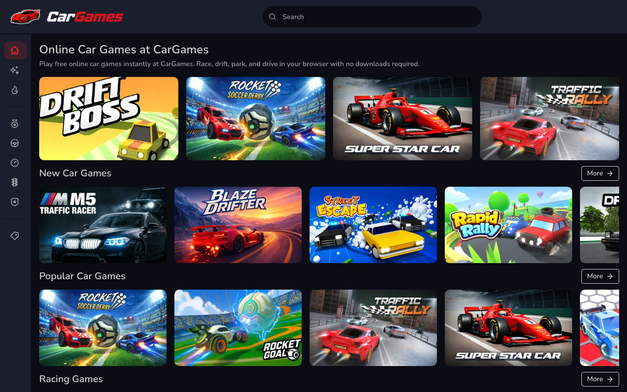 CarGames website screenshot